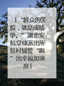 “群众的笑脸，就是成绩单。”湖北安陆棠棣派出所驻村辅警“跑”出幸福加速度