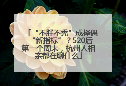 “不胖不秃”成择偶“新指标”？520后第一个周末，杭州人相亲都在聊什么