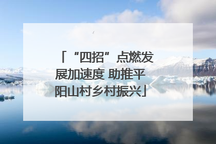 “四招”点燃发展加速度 助推平阳山村乡村振兴