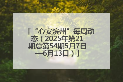 “心安滨州”每周动态（2025年第21期总第54期5月7日—6月13日）