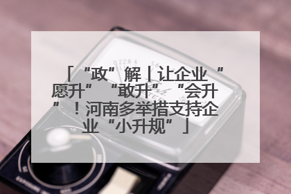 “政”解丨让企业“愿升”“敢升”“会升”！河南多举措支持企业“小升规”