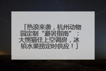 热浪来袭，杭州动物园定制“避暑指南”：大熊猫住上空调房，冰镇水果捞定时供应！