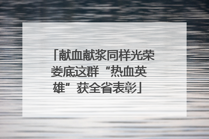 献血献浆同样光荣 娄底这群“热血英雄”获全省表彰