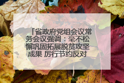 省政府党组会议常务会议强调：毫不松懈巩固拓展脱贫攻坚成果 厉行节约反对浪费弘扬优良作风