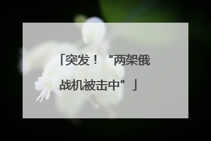 突发！“两架俄战机被击中”