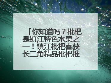 你知道吗？枇杷是镇江特色水果之一！镇江枇杷喜获长三角精品枇杷推选金奖