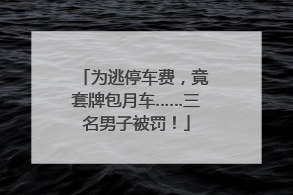 为逃停车费，竟套牌包月车……三名男子被罚！