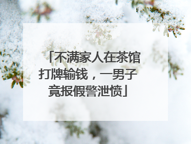 不满家人在茶馆打牌输钱，一男子竟报假警泄愤