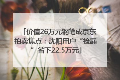 价值26万元钢笔成京东拍卖焦点：沈阳用户“捡漏”省下22.5万元