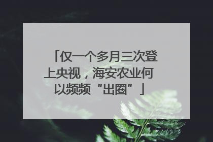 仅一个多月三次登上央视，海安农业何以频频“出圈”