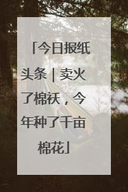 今日报纸头条｜卖火了棉袄，今年种了千亩棉花