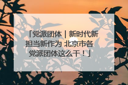党派团体｜新时代新担当新作为 北京市各党派团体这么干！