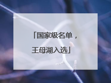 国家级名单，王母湖入选