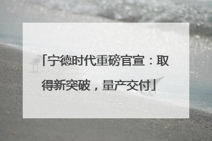 宁德时代重磅官宣：取得新突破，量产交付