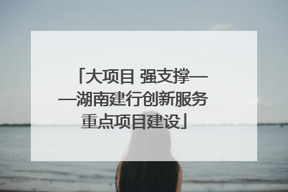 大项目 强支撑——湖南建行创新服务重点项目建设