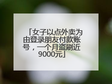 女子以点外卖为由登录朋友付款账号，一个月盗刷近9000元