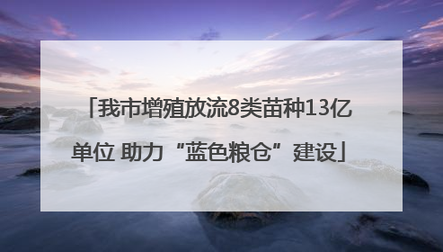 我市增殖放流8类苗种13亿单位 助力“蓝色粮仓”建设
