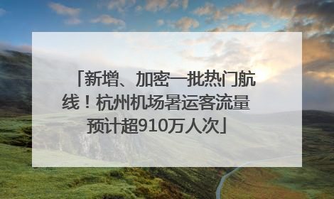 新增、加密一批热门航线！杭州机场暑运客流量预计超910万人次
