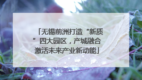 无锡前洲打造“新质”四大园区，产城融合激活未来产业新动能