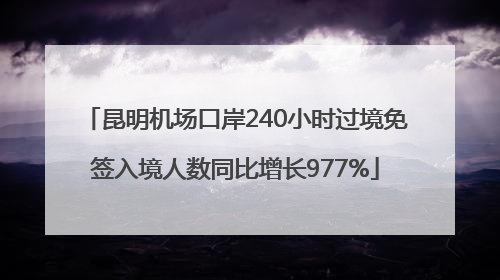 昆明机场口岸240小时过境免签入境人数同比增长977%