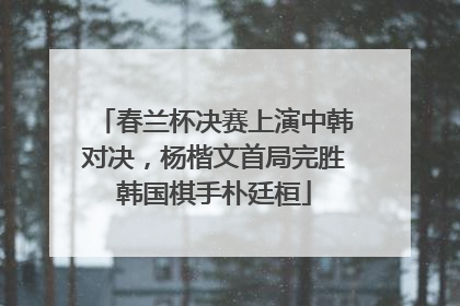 春兰杯决赛上演中韩对决，杨楷文首局完胜韩国棋手朴廷桓