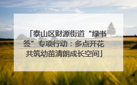 泰山区财源街道“绿书签”专项行动：多点开花共筑幼苗清朗成长空间