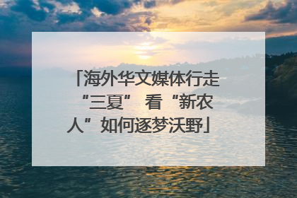 海外华文媒体行走“三夏” 看“新农人”如何逐梦沃野
