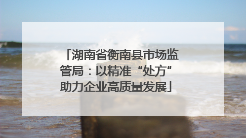 湖南省衡南县市场监管局：以精准“处方”助力企业高质量发展