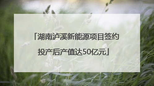 湖南泸溪新能源项目签约 投产后产值达50亿元