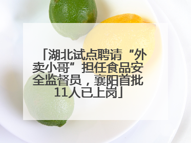 湖北试点聘请“外卖小哥”担任食品安全监督员，襄阳首批11人已上岗