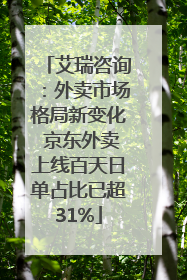 艾瑞咨询：外卖市场格局新变化 京东外卖上线百天日单占比已超31%