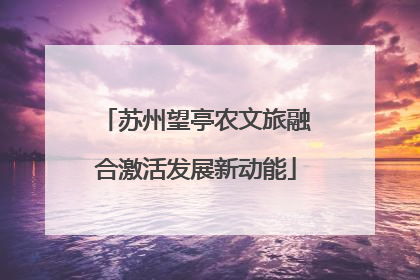 苏州望亭农文旅融合激活发展新动能
