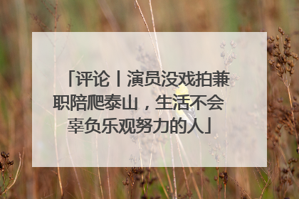 评论丨演员没戏拍兼职陪爬泰山，生活不会辜负乐观努力的人