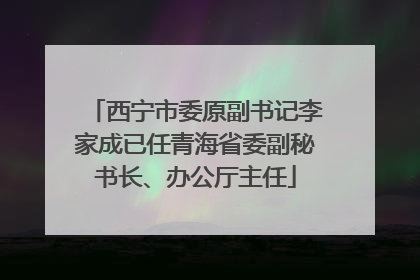 西宁市委原副书记李家成已任青海省委副秘书长、办公厅主任