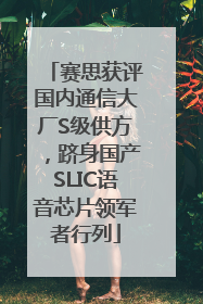 赛思获评国内通信大厂S级供方，跻身国产SLIC语音芯片领军者行列