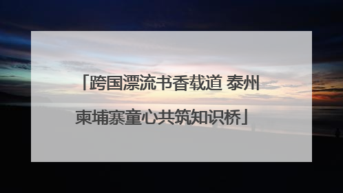 跨国漂流书香载道 泰州柬埔寨童心共筑知识桥