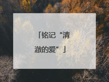 铭记“清澈的爱”