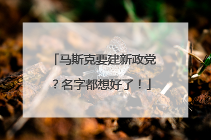 马斯克要建新政党？名字都想好了！