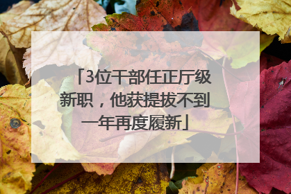 3位干部任正厅级新职，他获提拔不到一年再度履新