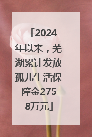 2024年以来，芜湖累计发放孤儿生活保障金2758万元
