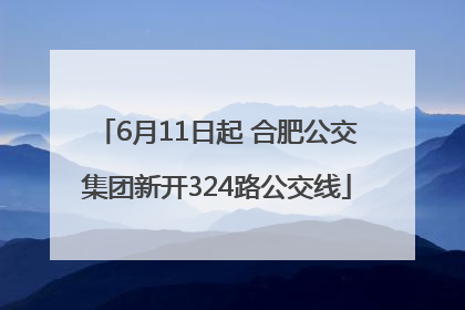 6月11日起 合肥公交集团新开324路公交线