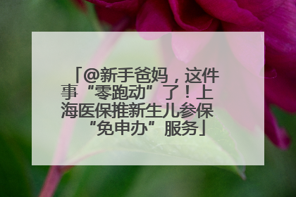 @新手爸妈，这件事“零跑动”了！上海医保推新生儿参保“免申办”服务